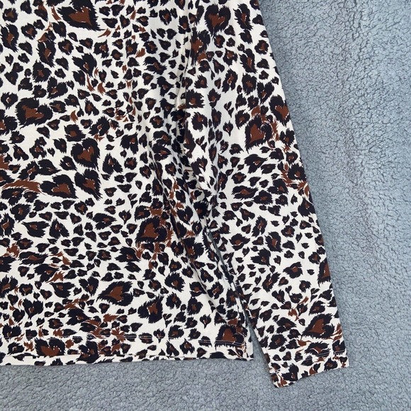 Additions by Chico's Top Womens 2 White Brown Heart Pattern Long Sleeve Casual - Picture 5 of 13